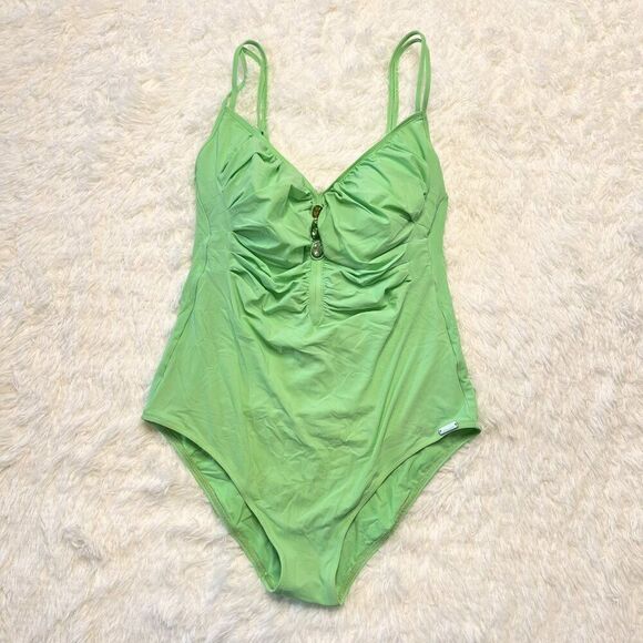 Maryan Mehlhorn Mint Green One Piece Swimsuit with Rhinestone Detail - Picture 1 of 10